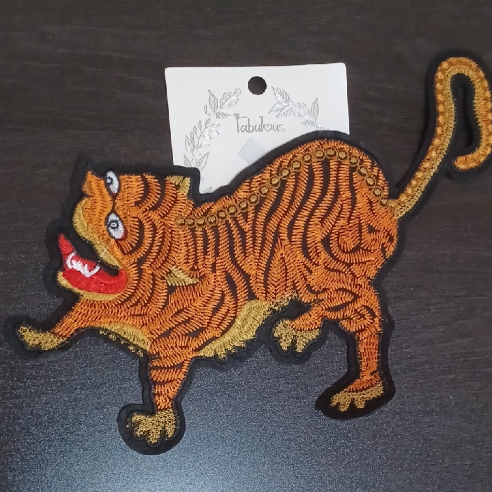 Orange Tiger Embroidered Patch